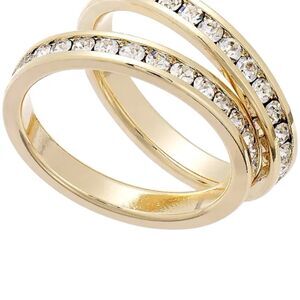 Charter Club Gold Tone Crystal Ring Set size 6